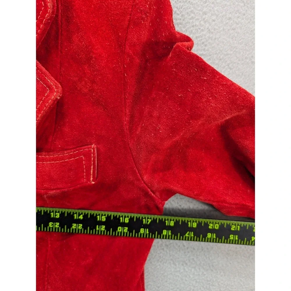 Vtg Dorby Casuals Blazer Jacket Womens 13/14 Red Suede One Button Western Grunge